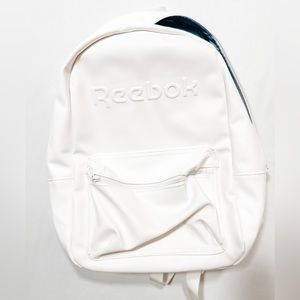 Reebok White Logo-Embossed Faux Leather Backpack